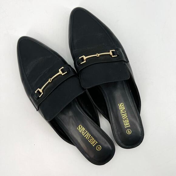 Dream Pairs Black Pointed-Toe Horsebit Flat Mules Women's 9 - Picture 4 of 6